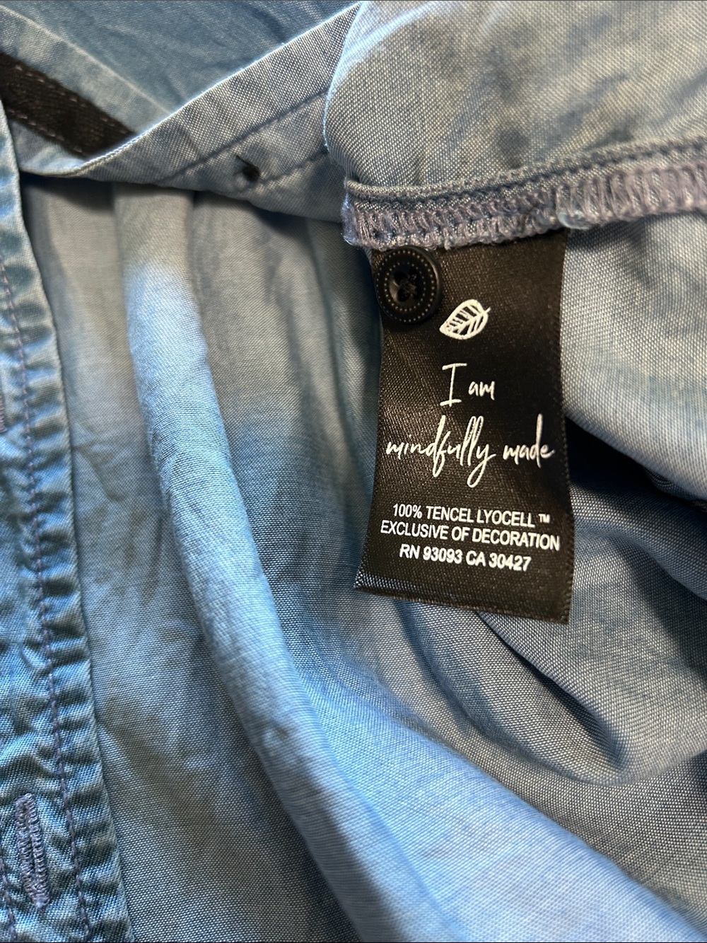 NIC+ZOE Denim-Blue Embroidered Button-Front Blouse - Picture 6 of 6
